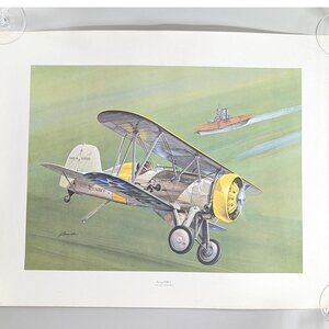 Vintage 16x20" John Amendola Aviation Lithograph Print Boeing F4B-4, Printed in